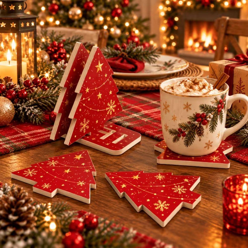4pcs Non-Slip Coffee Tea Milk Cup Mat Natural Heat Insulated Pad Party Gifts