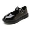 Kids Leather Shoes Black Glossy Girls Performance Shoes Princess Style 2025 New Fashion Children Flat Shoes Soft Sole Non-slip
