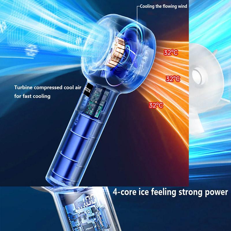 NEW Mini Handheld Fan USB Rechargeable Hand Fan Portable Low Noise Cooling Fan with Digital Display Five Wind Power Adjustable