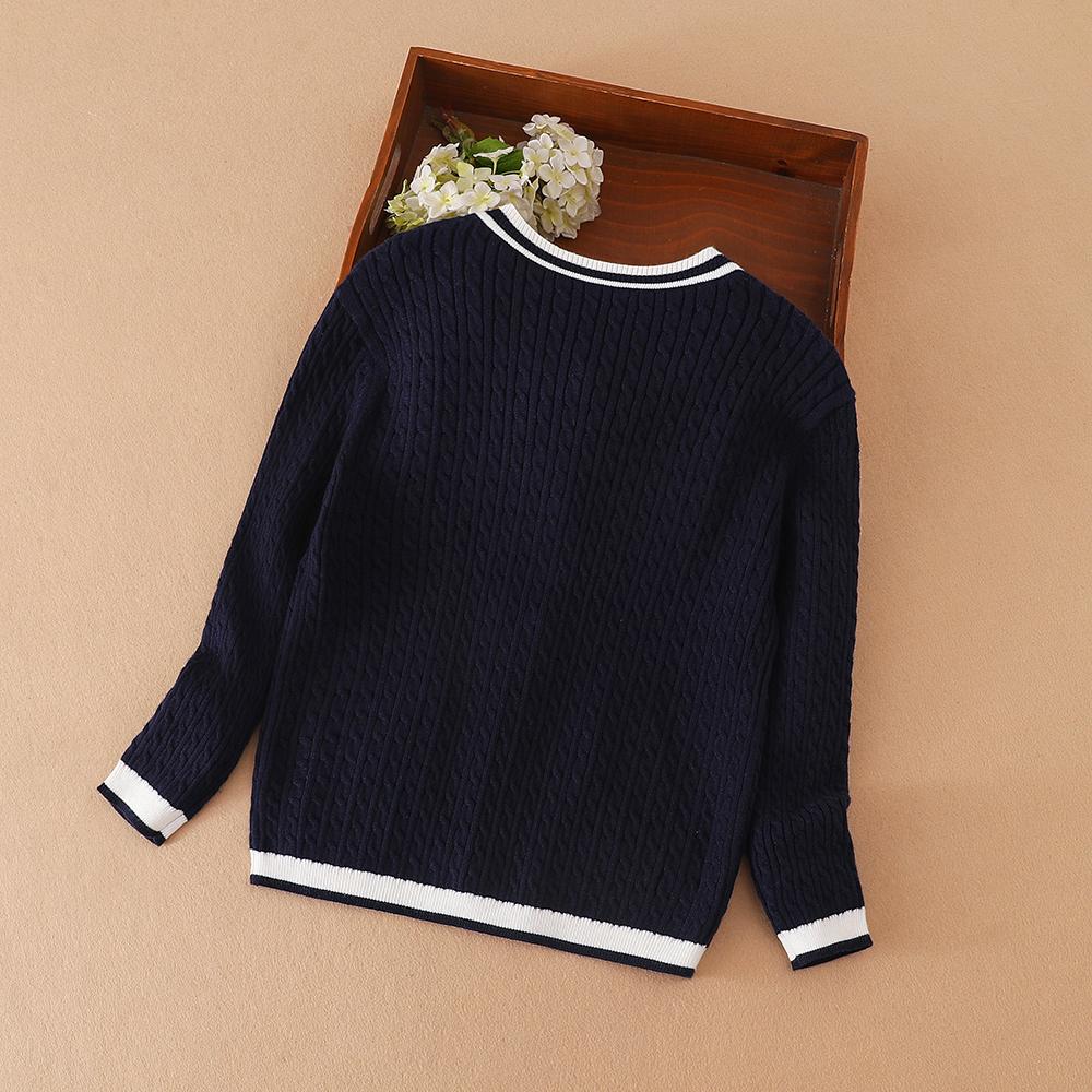 Cardigan Tricotat pentru Fete Pulover în Culoare Contrastantă Decorat cu Fundiță Dulce Haine Copii Toamnă Iarnă Nou 2025