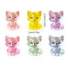6pcs Cute Little Foxes Sculptures with Glowing in Dark Effect Luminously Animal Figurines for Home Car Interior Decors