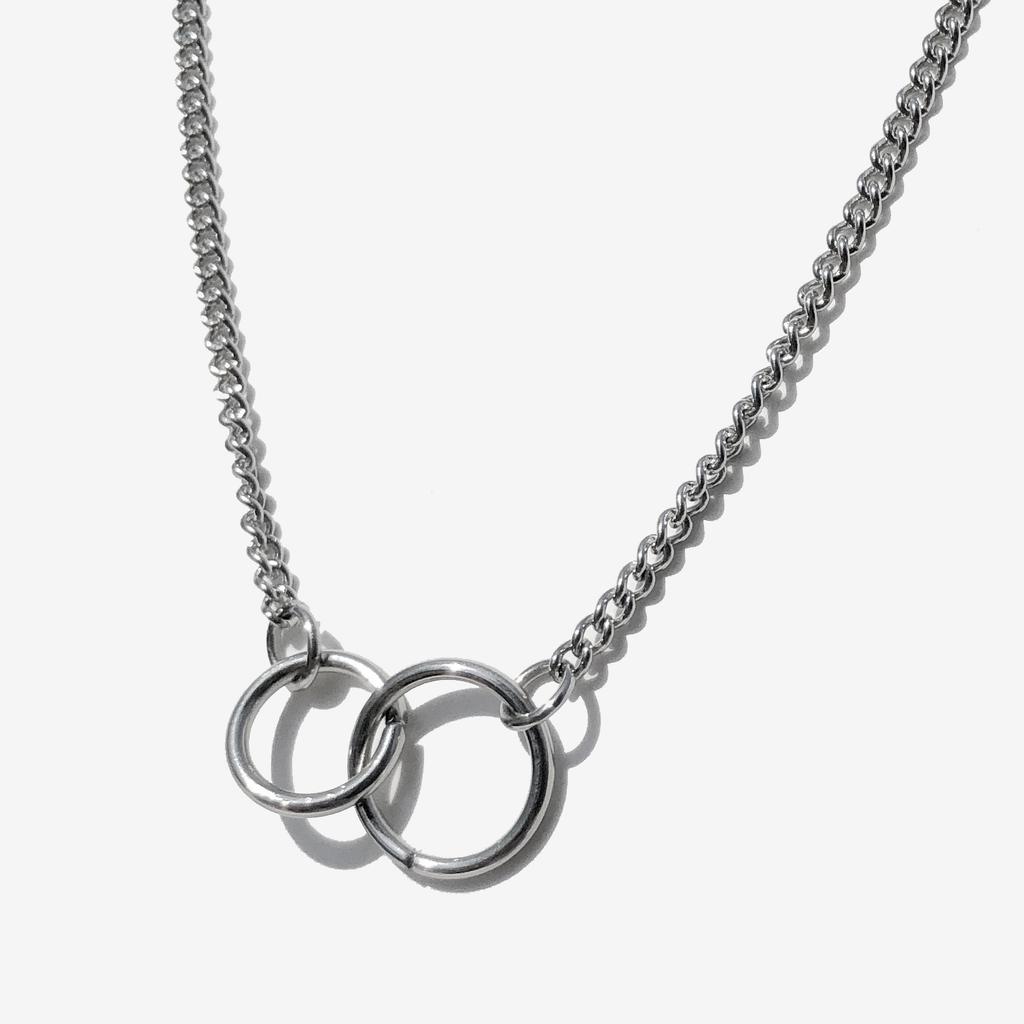 Rush Off Surgical Steel Double Circle Pendant Chain Bracelet / Double Circle Pendant Chain Bracelet-Anklet