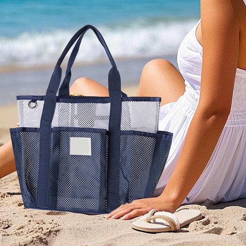 Mesh Portable Beach Bag Large Capacity Travel Swimsuit Storage Bag Portable Swimming Vacation Storage Bag