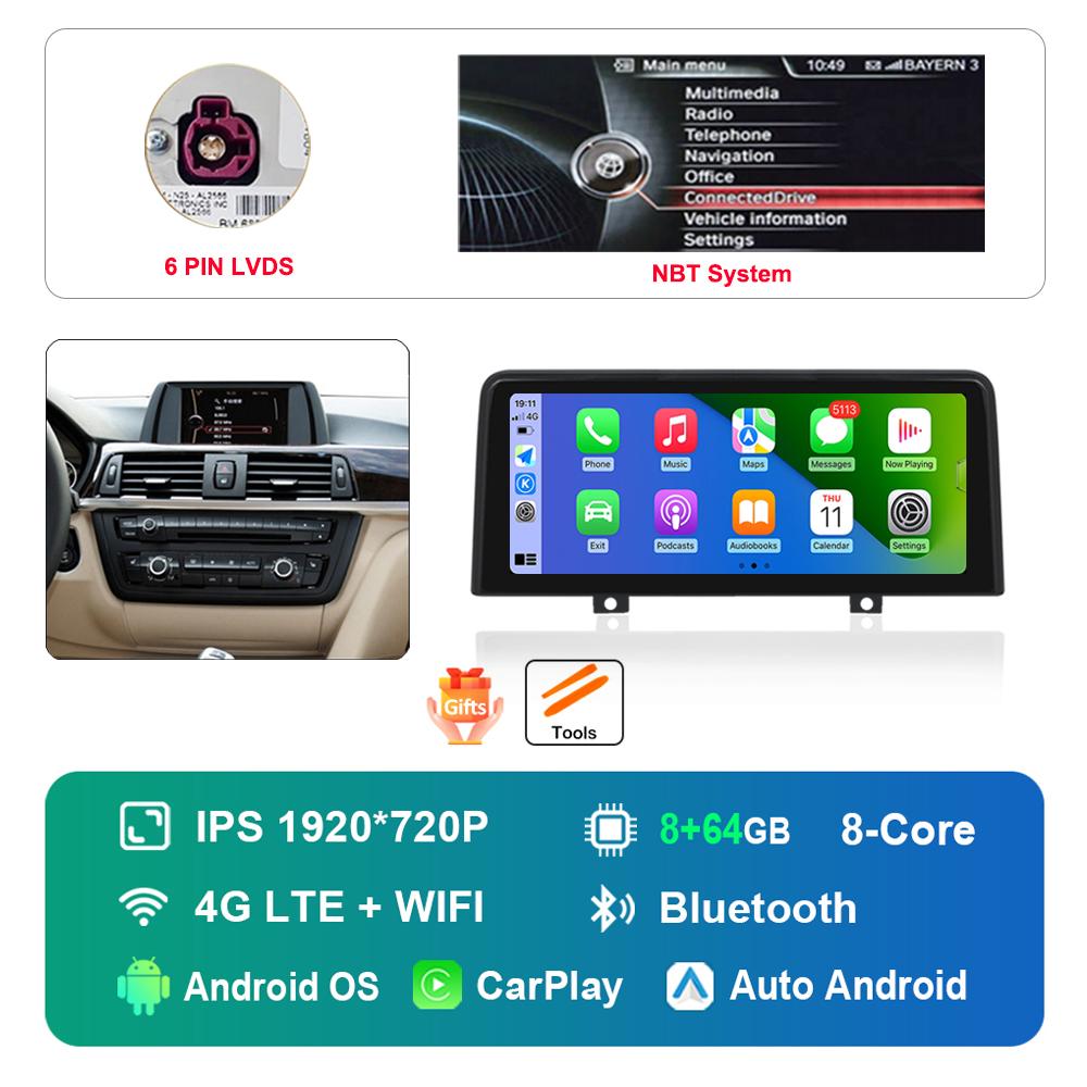12.3 Inch 1920*720P for BMW 3 4 Series F30 F31 F32 F33 F34 F36 NBT EVO System Android Car Radio Multimedia Player DSP 4G WiFi