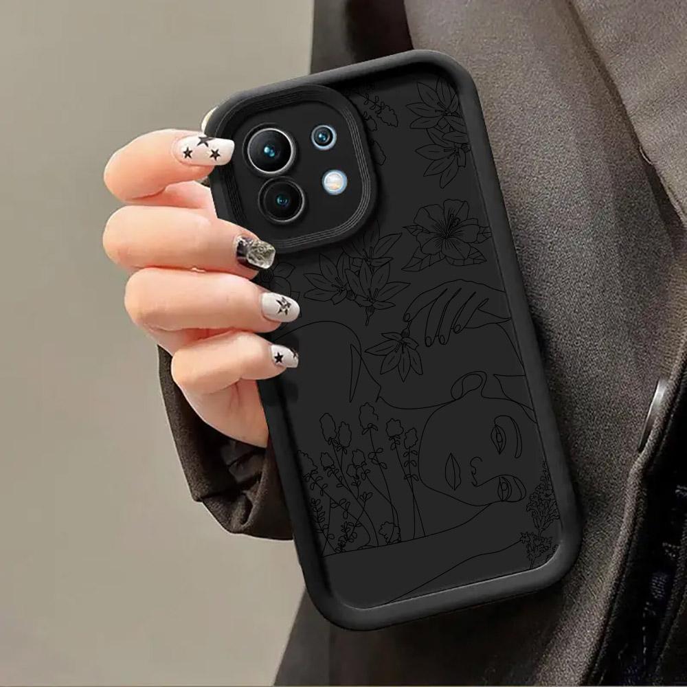 Women Line Art Face Girl Phone Case for Xiaomi Mi 14T 15T 17T Pro 15 Ultra Poco M7 M8 F8 F7 X6 X7 X8 17 Pro Max Shockproof Cover