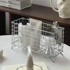 Simple Iron Art Desktop Storage Basket Mesh Rectangular Cosmetic Organizer Universal Large Capacity Storage Case Office Desktop