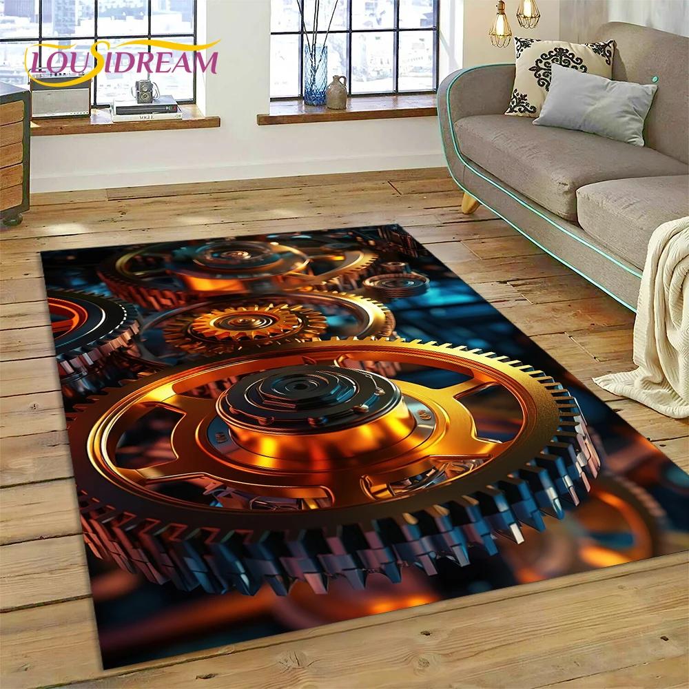3D Mechanical Cogs Gears Steampunk Rug Carpet for Living Room Bedroom Decor,floor Mat Non-slip Decoration for Sofa Doormat Gifts