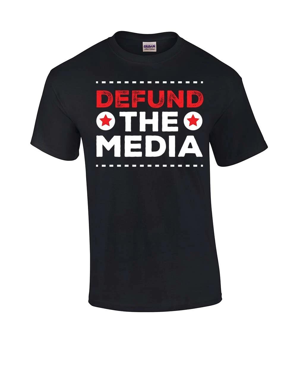 Funny Defund the Media Unisex Adult Short Sleeve T-Shirt S
