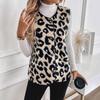 2025 Women's Leopard Print Button-Front Plush Vest - European/American Autumn/Winter Fashion