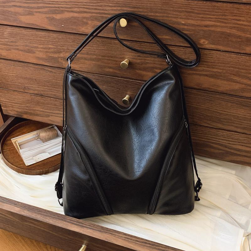 Spacious Pu Tote Bag For Women Fashionable Retro Style Large Capacity Crossbody Shoulder Bag