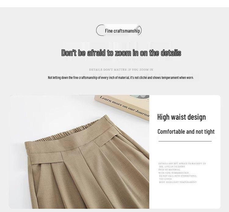 Ice Silk High-Waist Wide-Leg Pants for Women - Summer Elegant Loose Fit, Flaw-Covering Straight Leg Design