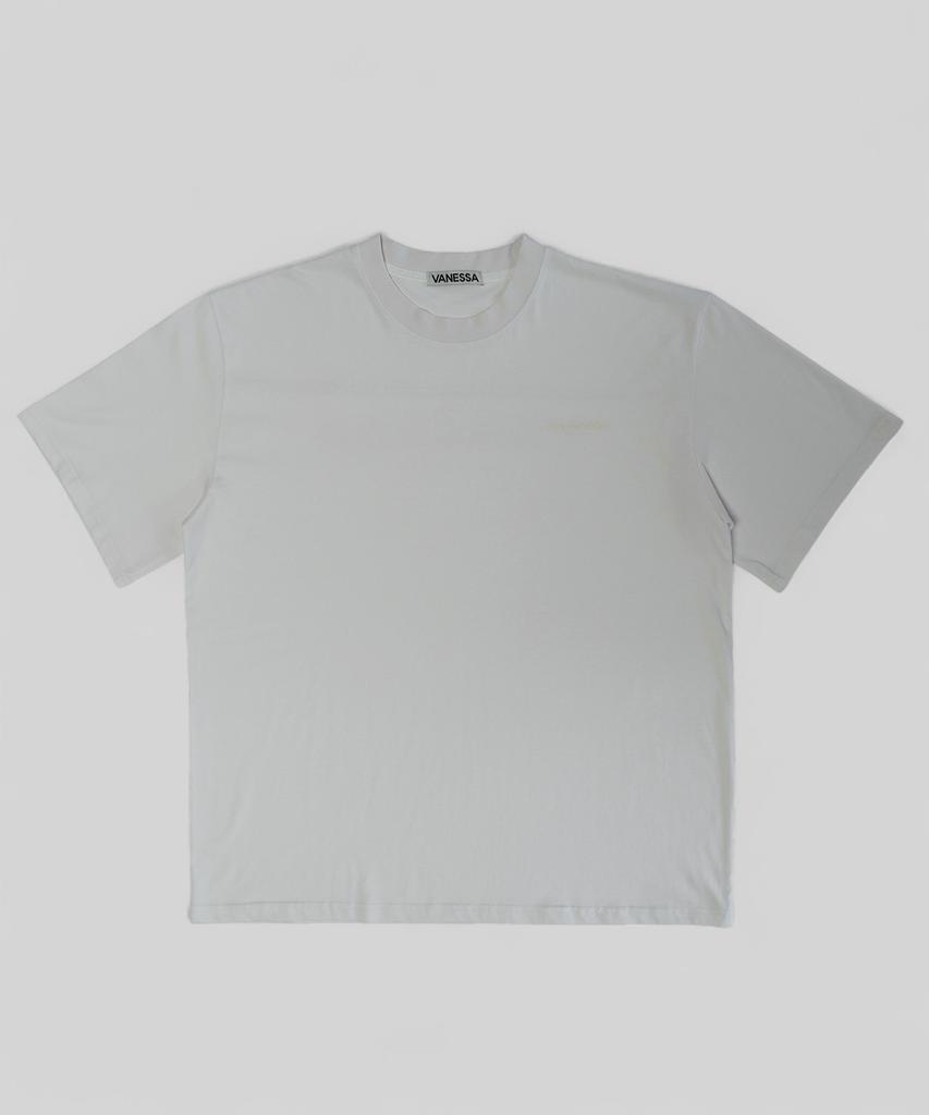 VANESSA Combed Cotton Bio-Washed Printed Short Sleeve T-Shirt_Oat White