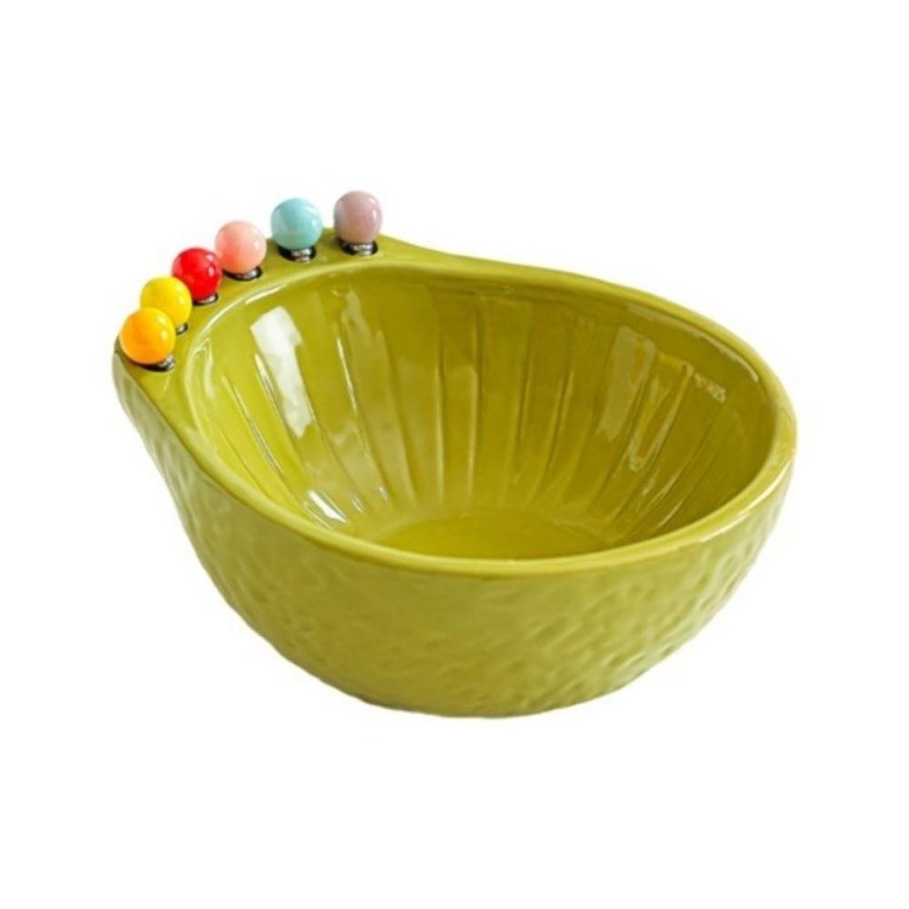 Large Capacity Fruit Bowl with Fork Avocado Fruit Bowl Snack Plate with Fork  Dessert Serving зелёный