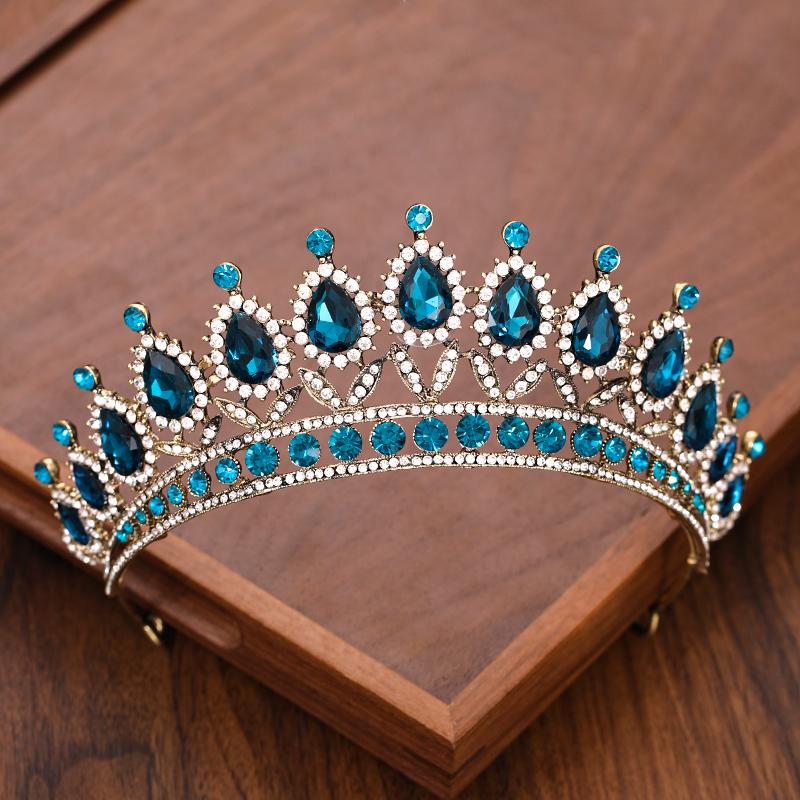 Vintage Barokke Koningin Kroon en Tiara Kristal Strass Kroon Bruids Diadeem Haar Sieraden Bruiloft Haaraccessoires Feest Tiara's