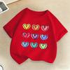 Heart Graphic Print Children Tshirts Summer Casual Fashion Kawaii Girls Colorful Tops Kids ONeck Short Sleeve Tshirts