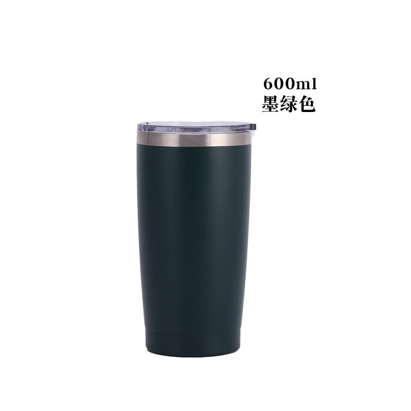 20oz Powder Coated 304 Stainless Steel Car Tumbler, Double Wall Vacuum Insulated Iced Coffee Travel Cup with Sliding Lid