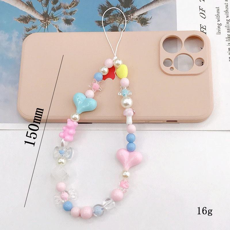Colorful Bear Cartoon Phone Case Lanyard with Square Plaid Electroplating