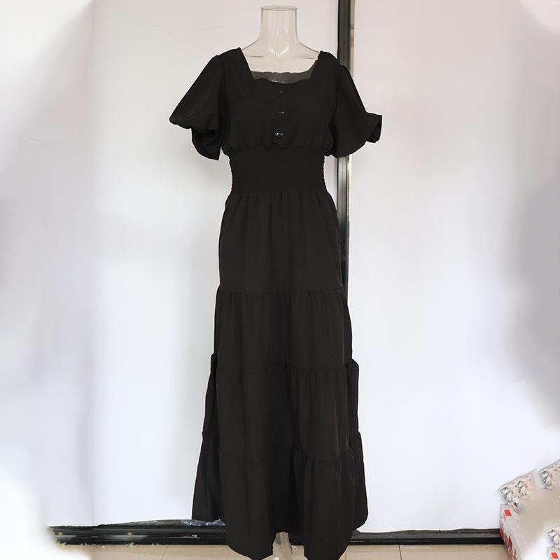 2025 Damen Sommer Maxi Sonnenkleid mit eckigem Ausschnitt & Puffärmeln