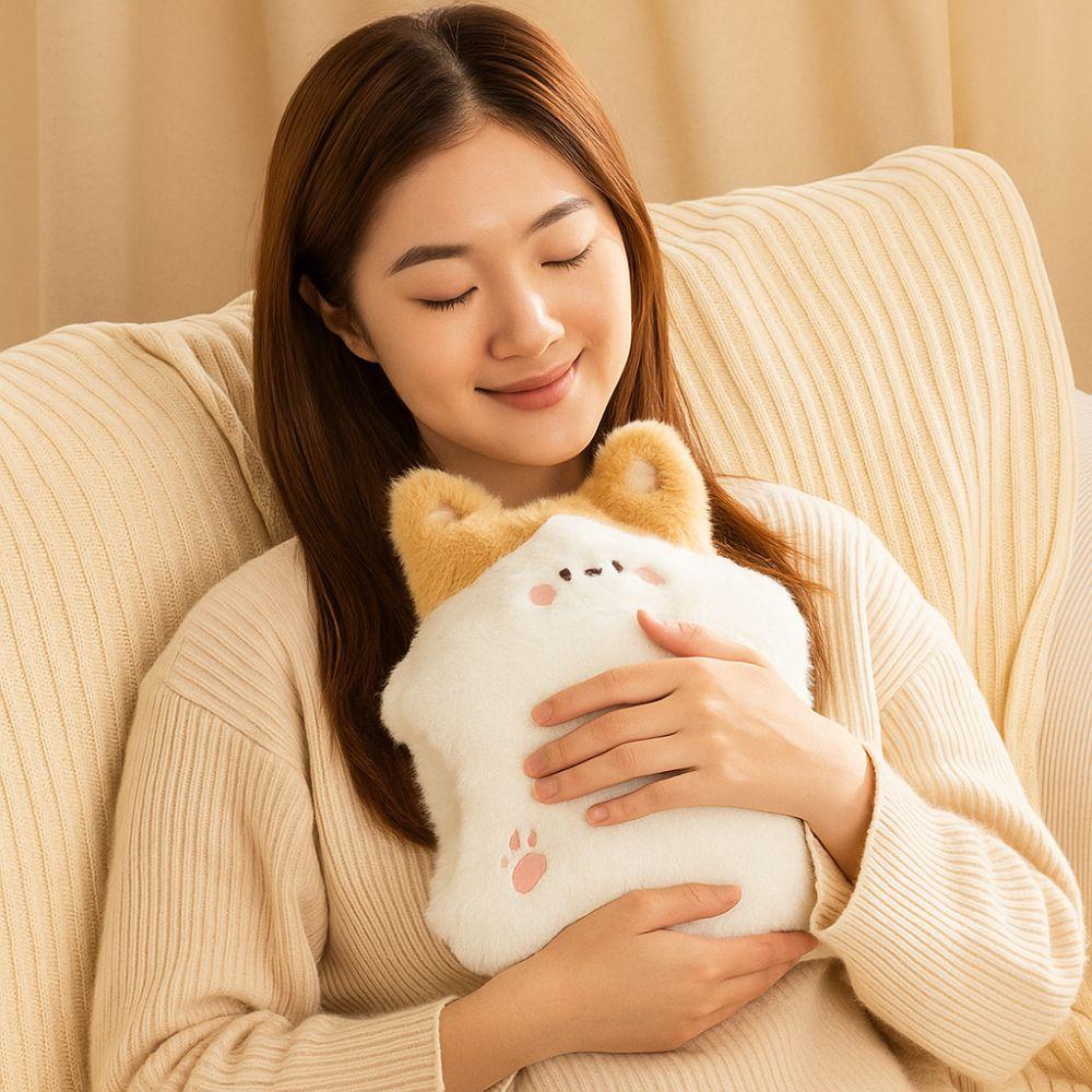 Plush Cover Hot Water Bottle Cartoon Water Injection Bag Portable Plush Hand Warmer  Belly Warmer