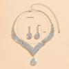2Pcs Fashionable  Necklaces Earrings Jewelry Set Women'S Wedding Accessories Gift