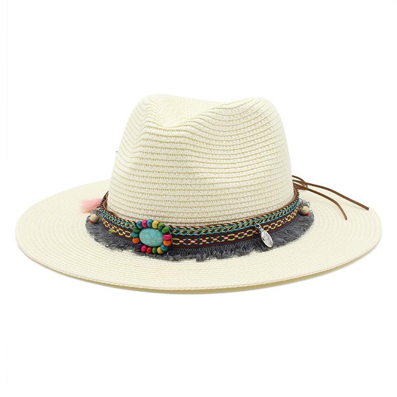 Western Cowboy Ethnic Style Straw Hat Men'S And Women'S Outdoor Seaside Beach Hat Sunscreen Sun Hat