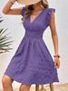 Moda Scollo a V Pieghettato Estivo Ruffles Vestito Vestibilità Aderente Sottile Elegante Monocolore Linea ad A Festa Casual Vestiti Corti Streetwear Dolce Semplice Abbigliamento Donna