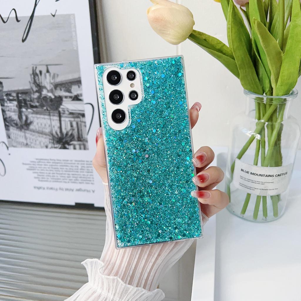 Simple glitter sequins are suitable for Samsung S23PLUS mobile phone case, transparent S22U protective case, all-inclusive S25 Epoxy case.