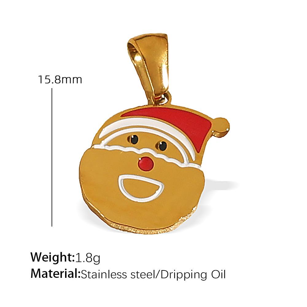 Titanium steel plated 18k gold accessories Christmas design elements series pendant on the new cute cartoon Internet celebrity jewelry