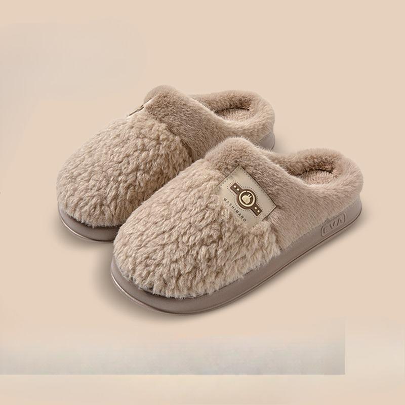 Cotton Slippers for Women's Inner Home, Thick-soled Plush Couple Shoes