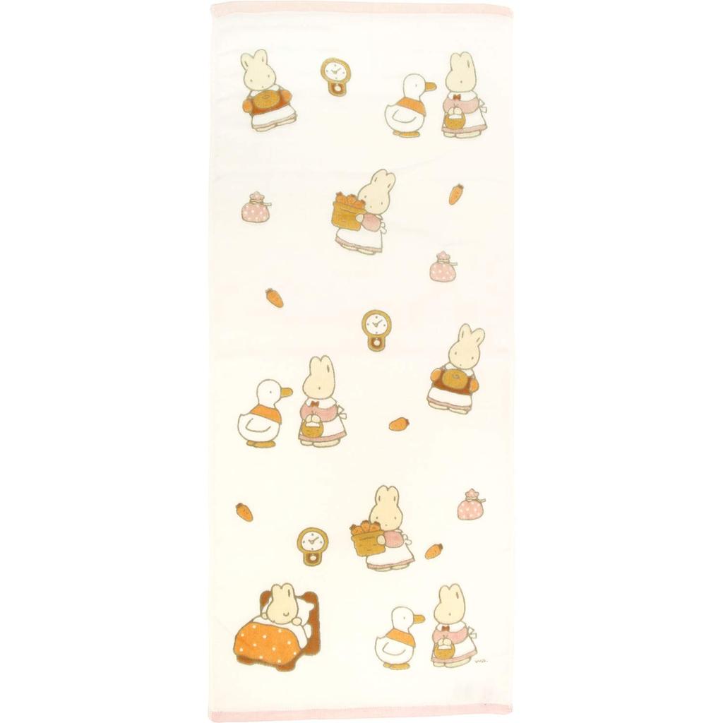 Hayashi Face 34 X 80 Imabari Bear and FI208002 Towel, Approx. Cm, Towel, One-Sided Gauze, Strawberry, Rabbit, Pink,
