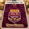 Flannel BlanketQueensland Maroons Custom Name Text Personalized Soft Warm Throw Blanket Home Decor Gift