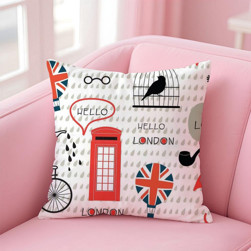 LOVE England Printed Cushion Cover Comfortable Reversible Pillow Cover Ideal for Car Sofa Bedroom & Beyond