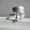 Burnt White Texture Mask Color Handmade Opening Ring Versatile Personality Mask Ring Matte Niche High-end Jewelry