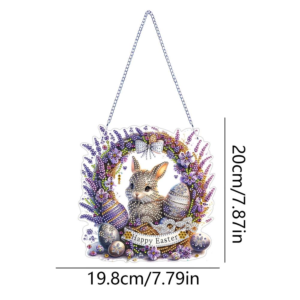 Easter Bunny Diamond Art Hanging Pendant Diamond Painting Home Decor 5D DIY Diamond Painting Dots Pendant for Window Decor