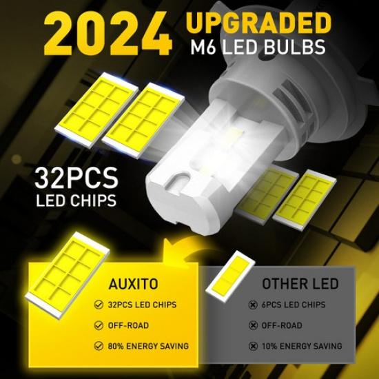 AUXITO H4 LED Headlight Bulbs Kit 100W 30000LM HiLo Beam Super Bright White EOA