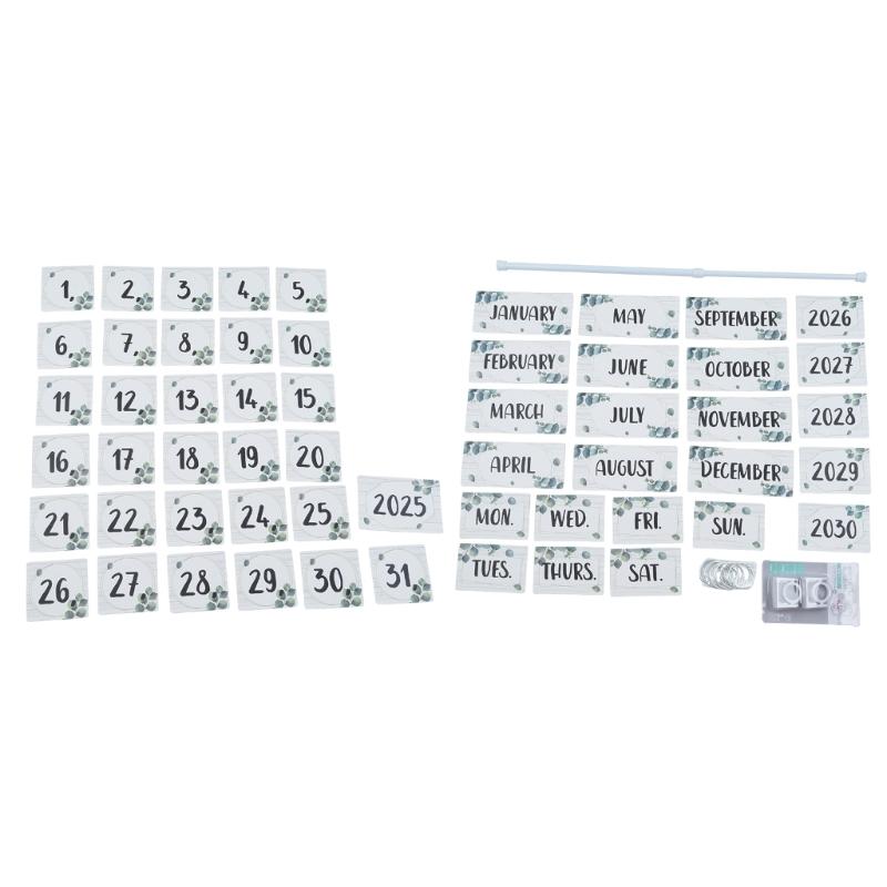 

Classroom Flipping Calendar Bulletin Board Set With 54 Date Card Telescoping Holder Rod and Metal Rings For Decoration