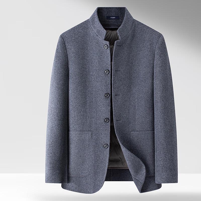 

FAPAI Men s Business Stand Collar Wool Blend Overcoat 3XL (56)