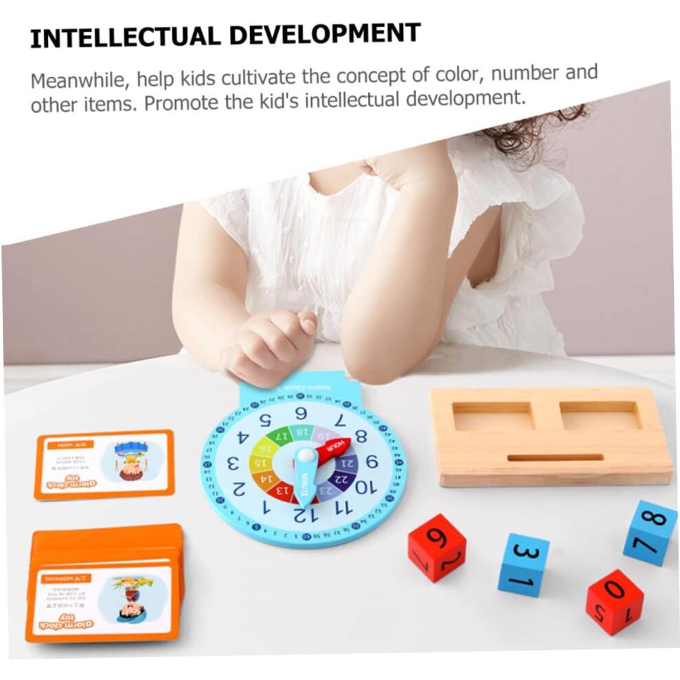 1Satz Holzspielzeug Kinderuhr Lernuhr für Kleinkinder, Farbenfrohes Design zur Farberkennung und kognitiven Entwicklung