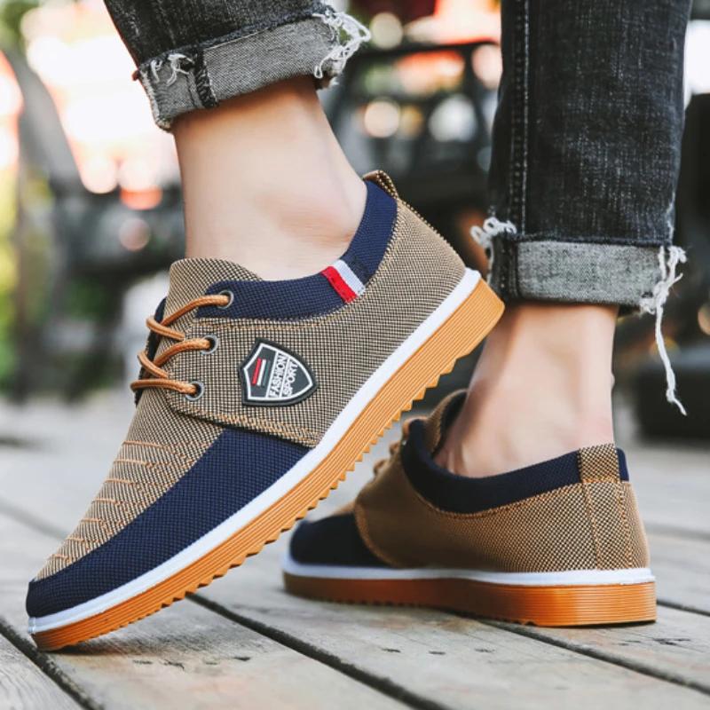 Herren Canvas Schuhe Sommer Atmungsaktive Freizeitschuhe für Männer Mode Lässige Sportschuhe Sehnensohle Verschleißfeste Laufschuhe