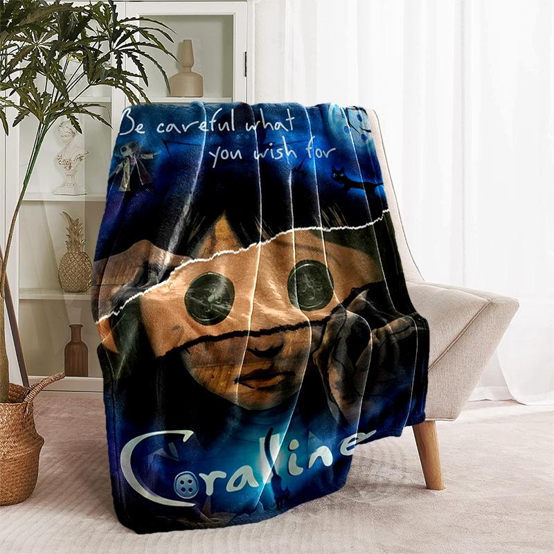 1pc Blanket - Coraline Print Design, Lightweight Blanket for Sofa, Bed- Soft &Warm, Gift for All Seasons