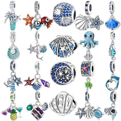 Originalcharmscopper Shell Starfish Turtle Octopus Beaded Pendant For Pan Diy Bracelet Ladies Jewelry Gift