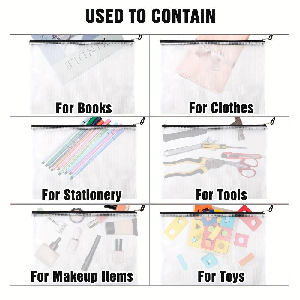36/24/12pcs A4 Clear Mesh Zipper Pouch Bags, For Organization, Board Game, Puzzles, Office Supplies, Schools And Travel