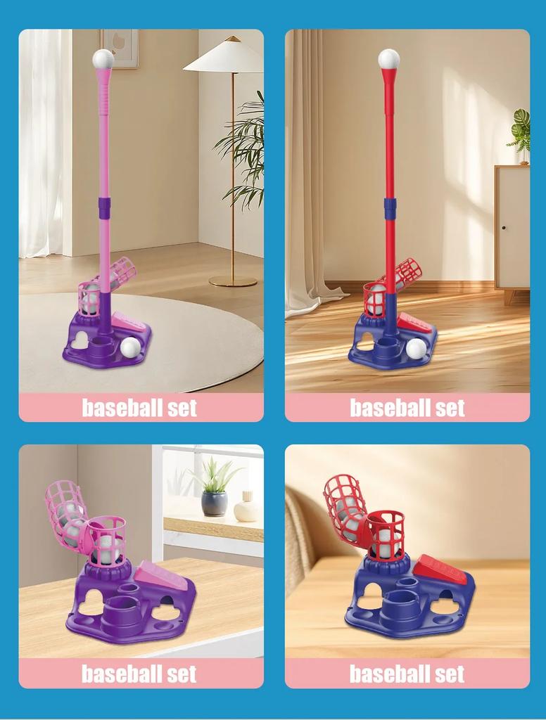 3 In 1 Baseball Toy Outdoor Sport Games Backyard Garden Catapult Launcher with Hanging Ball Stand/standing T-Ball/auto Launcher