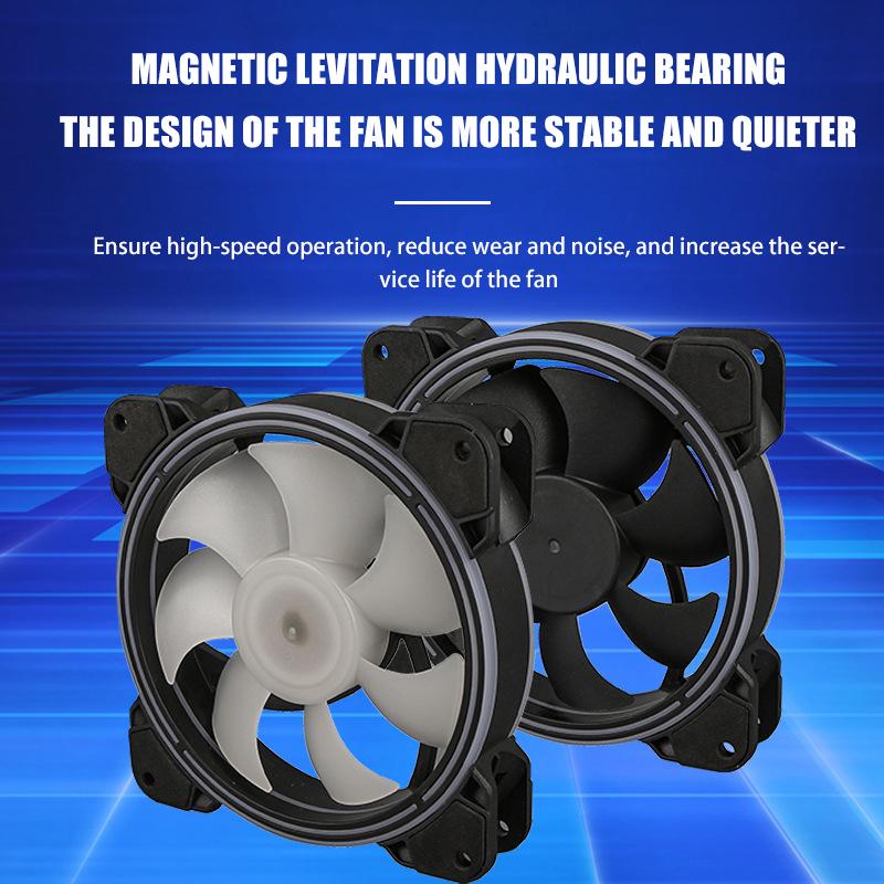 RGB Colorful Fan Computer Host Heat Sink LED Dual Aperture Automatic Color Change 12cm Desktop Case Silent Heat Sink