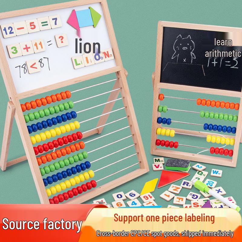 

Montessori Magnetic Drawing Board & Abacus: Early Education Math Aid for Toddlers and First Graders.