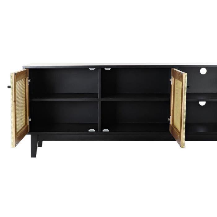 TV Cabinet - Balinese - Fir - 160 Cm - Rattan - Black
