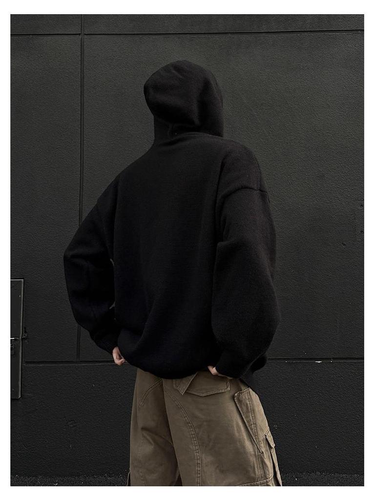 Men's Casual High-End Hooded Knit Sweater Coat - Autumn/Winter Collection