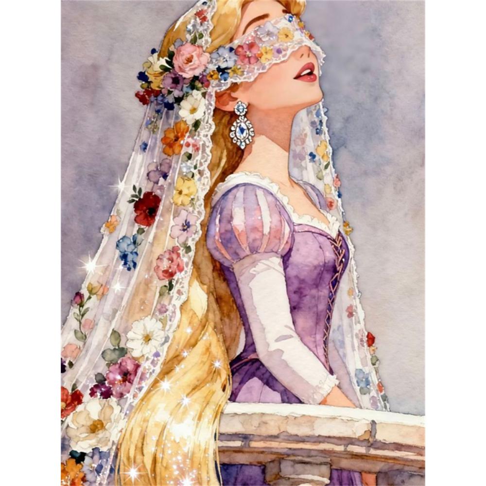 

Disney 5D DIY Diamond Painting Rapunzel Watercolor Illustration, Embroidery Mosaic Cross Stitch Home Decor Gifts Crafts Round 20x30cm