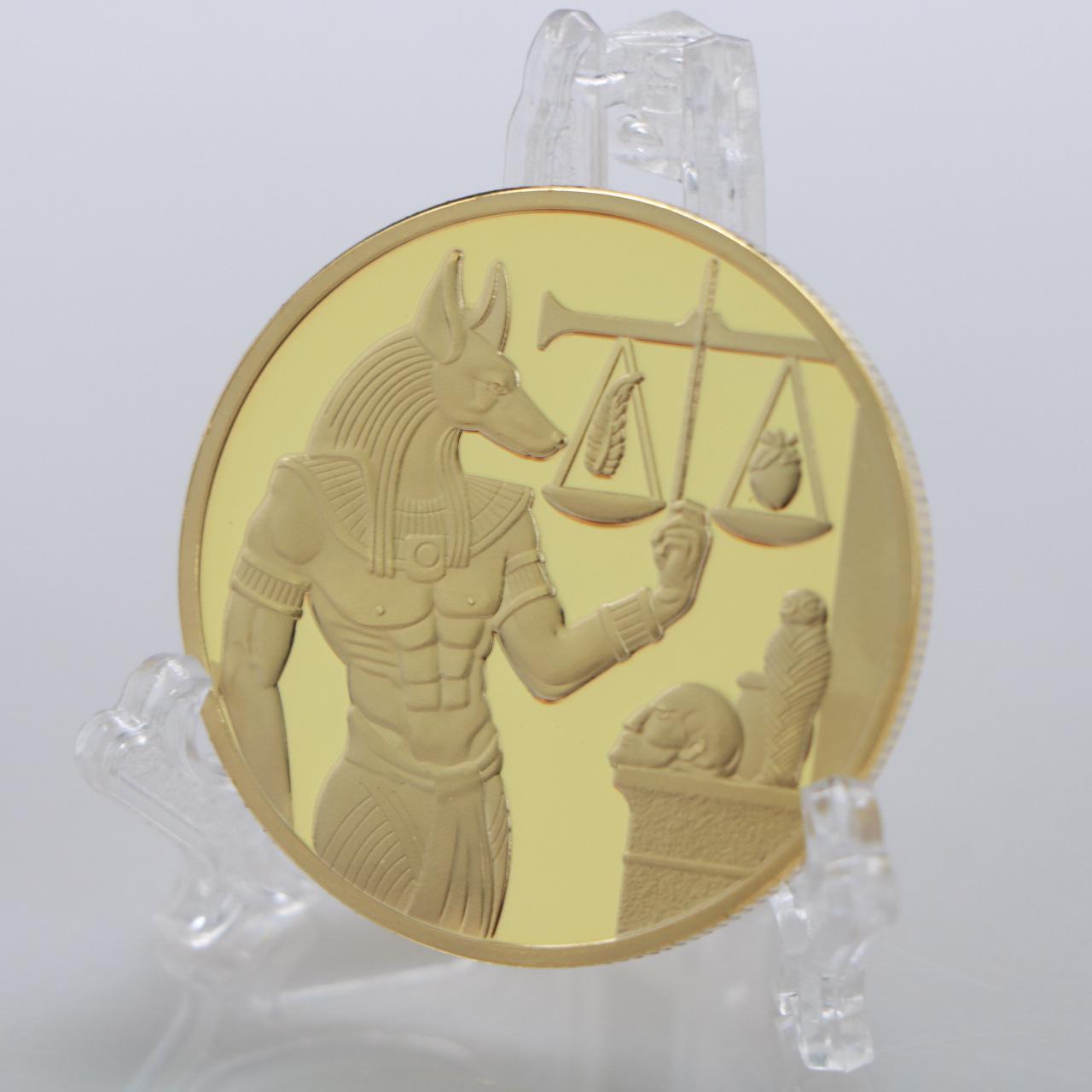Ancient Egyptian Anubis Commemorative Gold and Silver Coins золотой