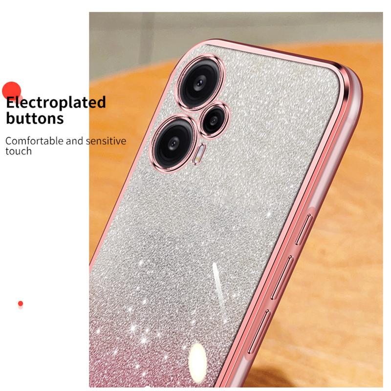 KEYSION Luxury Plating Glitter Phone Case for Xiaomi POCO F5 Transparent Soft TPU Shockproof Back Cover for POCO F5 Pro